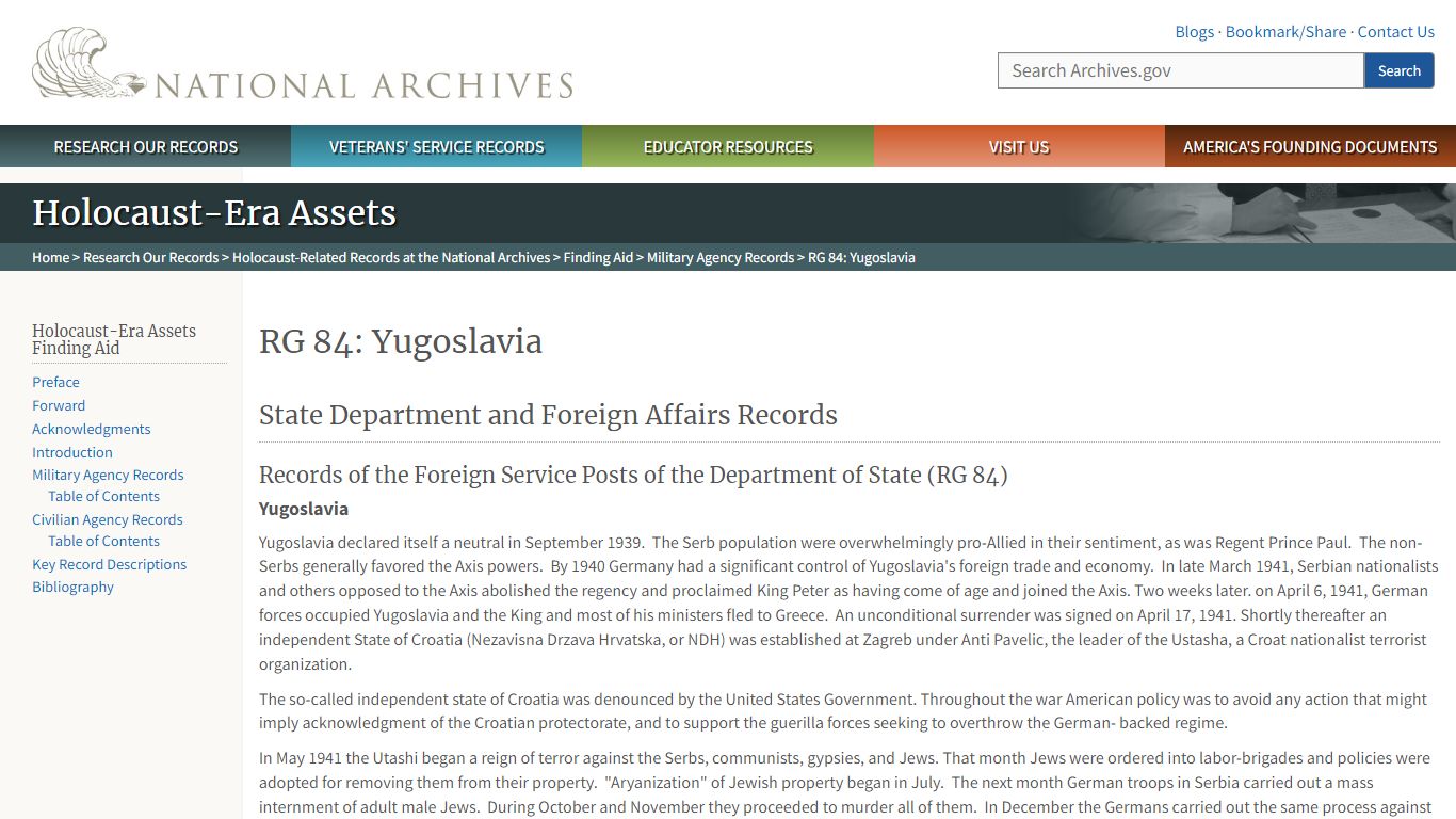 RG 84: Yugoslavia | National Archives